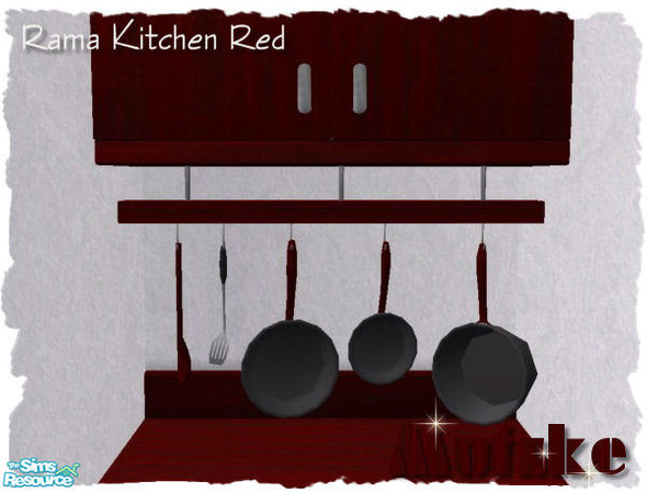 Sims 2 — Rama Kitchen Red - Pots and Pans by Mutske — Recolor from my Rama Kitchen. All in Red.