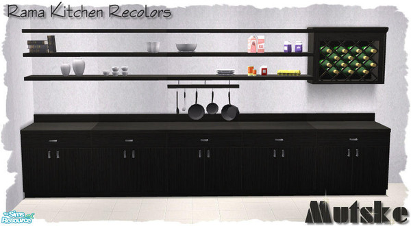 Sims 2 — Rama Kitchen Recolor in Black by Mutske — Recolor from my Rama Kitchen. All in black.