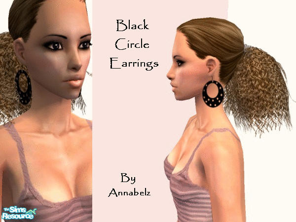 Sims 2 — Black Circle Earrings by Annabelz — Cute large black Earrings with stylish holes in =] Mesh needed From Simchic