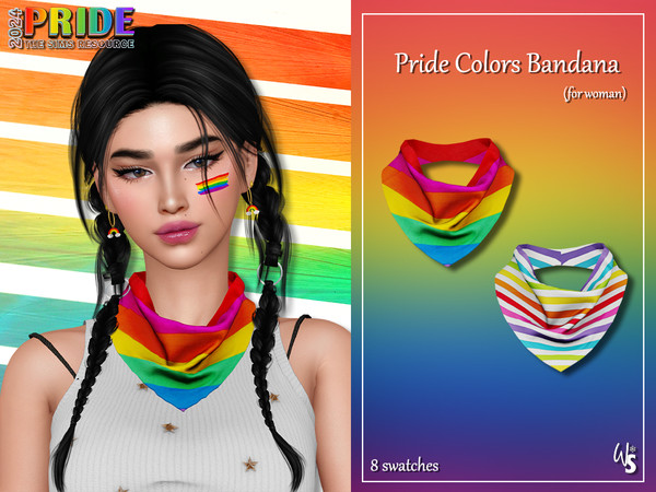 Sims 4 — Pride Colors Bandana for woman by WisteriaSims — - FOR WOMAN - NEW MESH - TEEN TO ELDER - Necklace Category