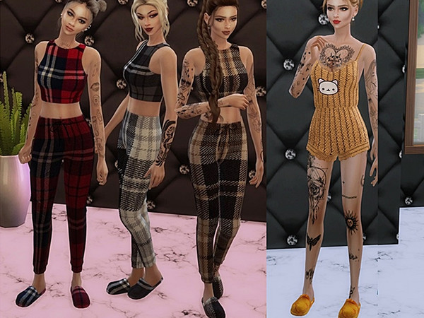Sims 4 — crop simsi.package by Simsska — There are 5 colors to choose from for the full-piece pajamas for full-piece