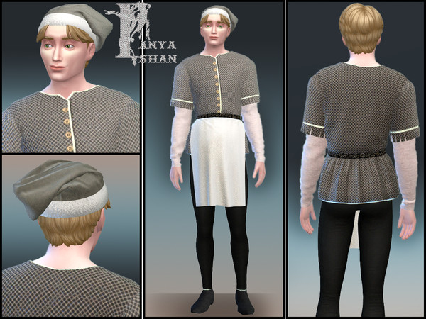 Sims 4 — PanyaShan_MedievalStyleButlerUniformHatM.package by PanyaShan — This set replaces the standard male uniform of