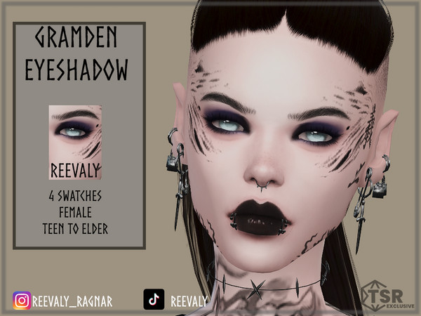 Sims 4 — Gramden Eyeshadow by Reevaly — 4 Swatches.