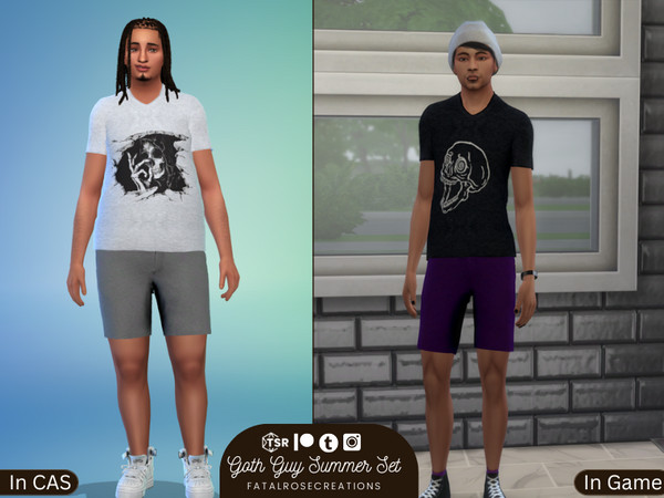 Sims 4 — FatalRoseCreations Men's Pleated Shorts [Goth Guy Summer Set].package by FatalRose47 — Goth guys need some hot