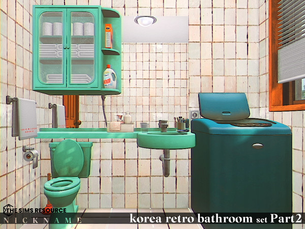 Sims 4 — korea retro bathroom set_mirror V2 by NICKNAME_sims4 — korea retro bathroom set Part2 10 package files. korea