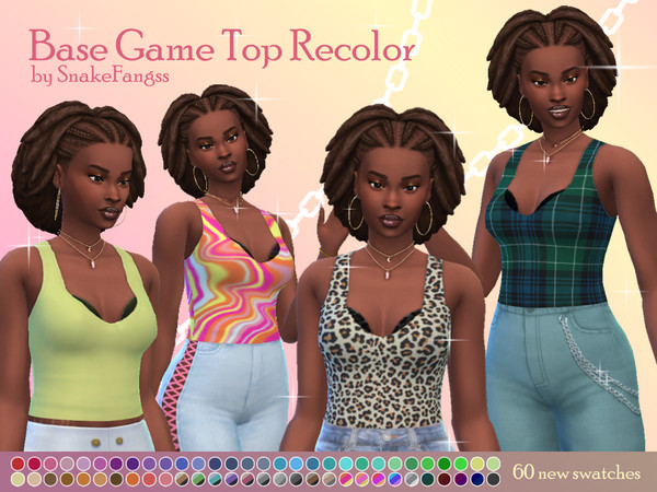 Sims 4 — Base Game Top Recolor by SnakeFangss — 60 new swatches: