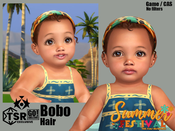 Sims 4 — GOAmazons_BoboHair_AccRecolor (Summer Festival).package by GoAmazons — Curly infant hair with the colorful hair