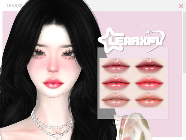 Sims 4 — [Learxfl] Lipstick N24 by Learxfl — Lipstick N24 , 16 swatches , HQ and BGC . Standalone item with thumbnail.