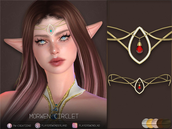 Sims 4 — Morwen Circlet by PlayersWonderland — A beautiful new circlet in 5 metalic shades and 3 gemstone colors. - 15