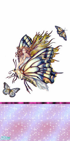 Sims 2 — fairy butterfly set - Individual Item by skinflin — white wall faity +butterfly pink moulding pink glitter