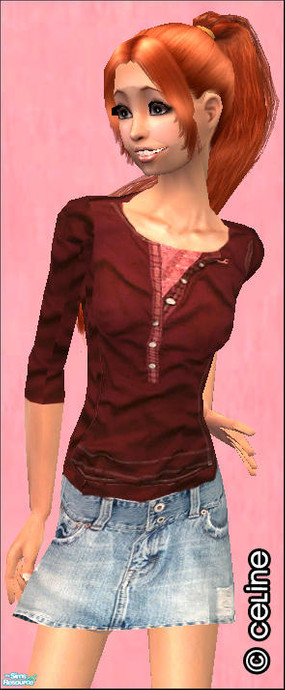 The Sims Resource - Maroon Hollister Teen Outfit