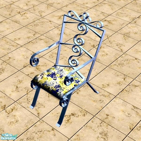 Sims 2 — Iridescent Blue Patio Arm Chair by Raveena — A recolor of linegud's 'Nostalgic Garden set' in a lovely