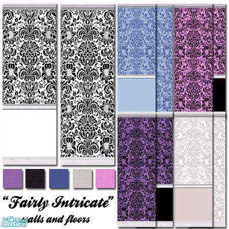 Sims 2 — "Fairly Intricate" Walls and Floors by prin6je — Wallpapers with a fairly intricate pattern in five