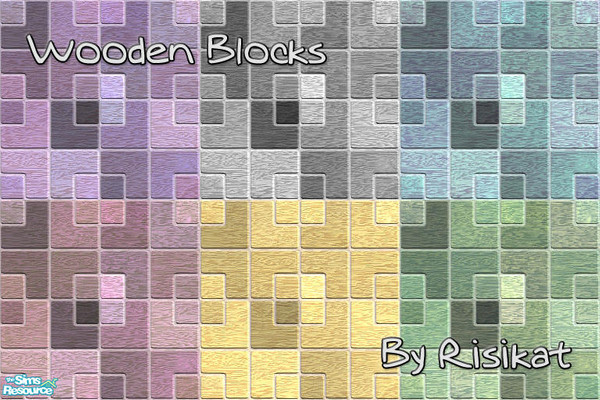 Sims 2 — Wooden Blocks by risikat — Six different wooden block floors