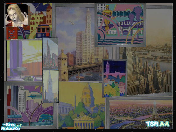 Sims 2 — Cityscapes Painting Set by c_literati — 11 recolors of various bright cityscapes. TSRAA.