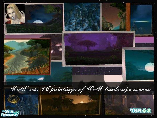 Sims 2 — WoW Painting Set by c_literati — 16 paintings of WoW landscapes. TSRAA.