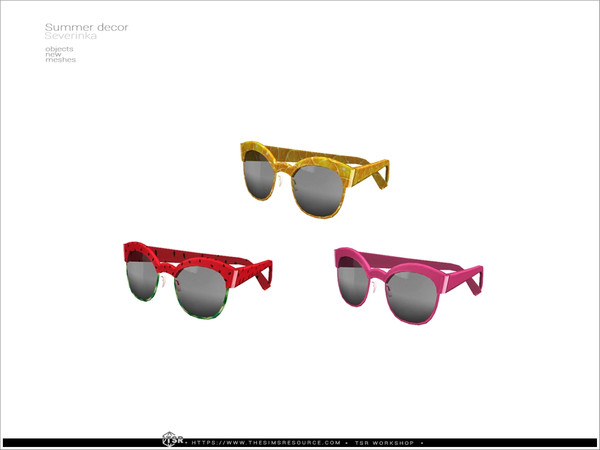 Sims 4 — Glasses  - Summer decor by Severinka_ — Set of decor in the summer style. 8 items: watermelon dessert -