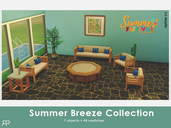 Sims 4 — RiptideCC- Summer Breeze Collection pillows sofa p2 by Riptidecc — The Summer Breeze Collection brings the