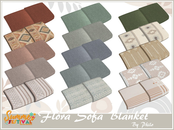 Sims 4 — Philo_Flora Sofa Blanket by philo — Give your Sims the opportunity to relax in this living room made of white