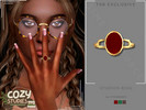 Sims 4 — Cozy Studios Ring by Glitterberryfly — A simple gold and red gemstone ring