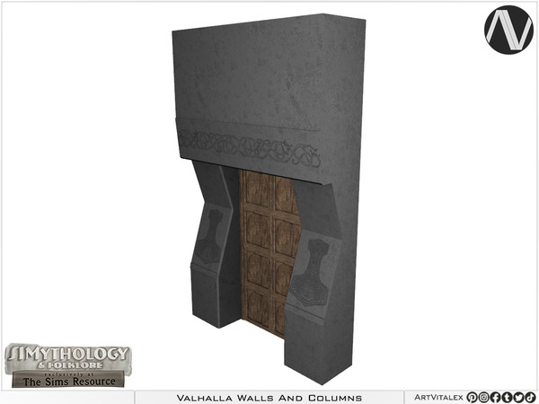Sims 3 — SIMythology | Valhalla Stone Wall With Doors by ArtVitalex — Mythological Collection All rights reserved -