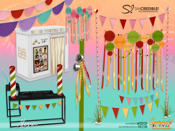 Sims 4 — Alegria Summer Festival Pole by SIMcredible! — Yay! It's summer :D Enjoy your festival with colors and happy