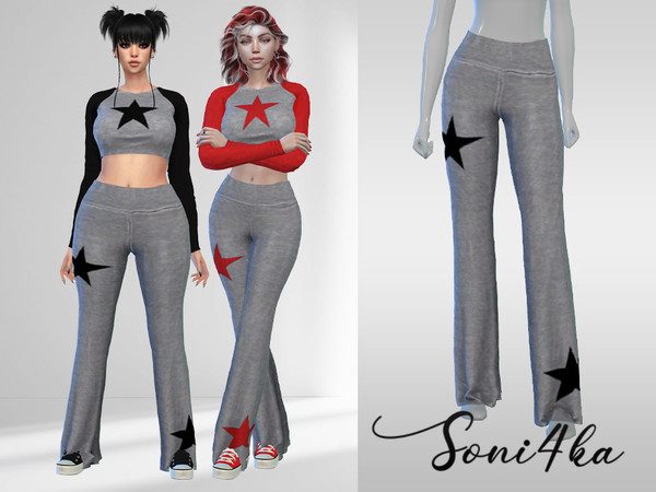 Sims 4 — Gray Star bottom by Soni4kaaaa — Gray Star bottom perfectly match with Gray Star Long Sleeves Crop top