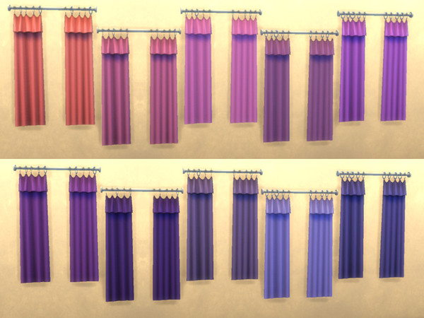 Sims 4 — Color Curtains Short by ValantheM — Recolor of Simple Curtains Short from the Seasons pack