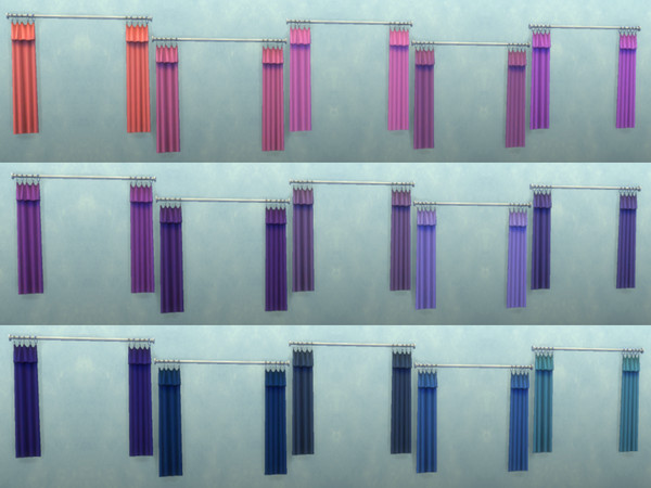 Sims 4 — Color Curtains Long by ValantheM — Recolor of Simple Curtains Long from the Seasons pack