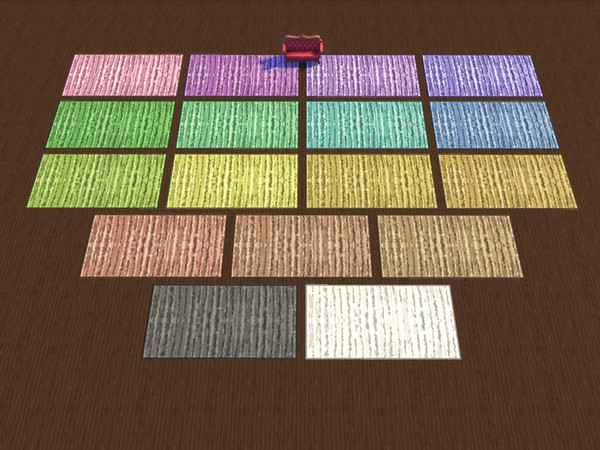 Sims 4 — Coloured Lines by ValantheM — Colorful rugs to decorate your home. Base game couches used for scale.