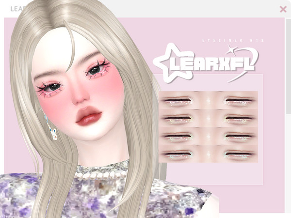 Sims 4 — [Learxfl] Eyeliner N19 by Learxfl — Eyeliner N19 , 6 swatches , HQ and BGC . Standalone item with thumbnail.