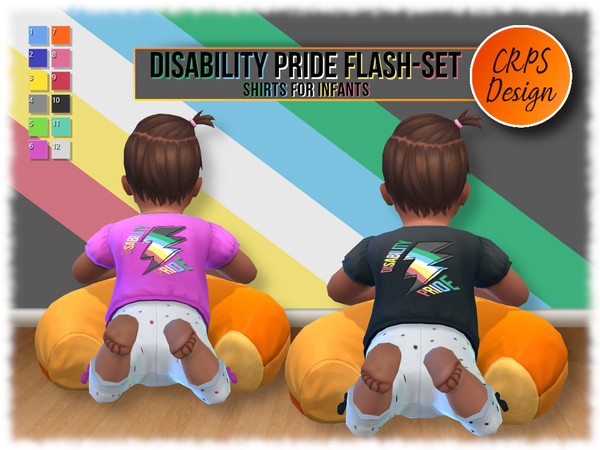 Sims 4 — disability pride flash infants shirts by Stephanie_Mey1991 — This set contains a T-shirt with matching pants for
