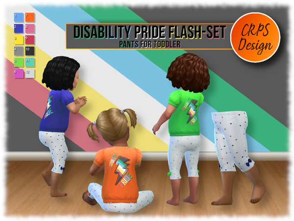 Sims 4 — disability pride flash toddler pants by Stephanie_Mey1991 — This set contains a T-shirt with matching pants for