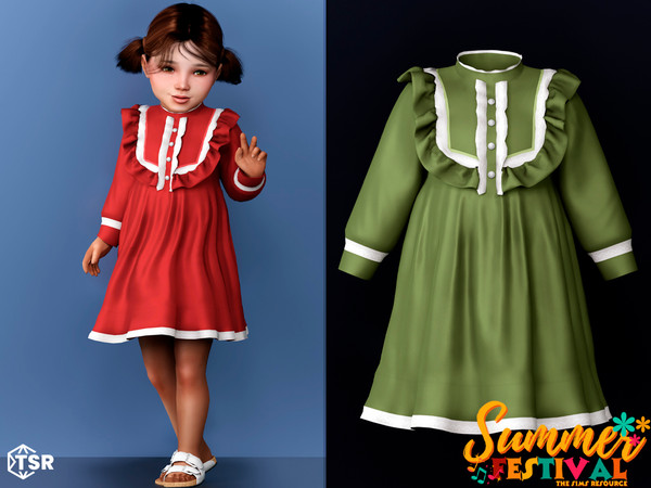 Sims 4 — [Summer Festival] Blake - Dress with ruffles by Garfiel — Cute female toddler dress outfit
