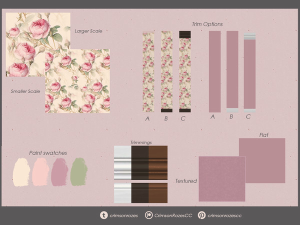 Sims 4 — [CRZ]VictorianRose_paints.package by Crimson_Rozes — Soft feminine roses and matching painted walls for a shabby