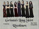 Sims 4 — Base Game Long Skirt Goth Recolours by grissea — An 8 swatch stand-alone recolour of the base game long skirt in