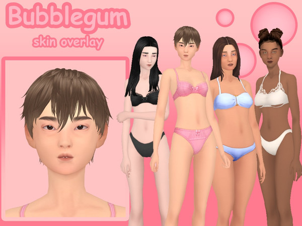 Sims 4 — Bubblegum skin overlay - ChantiNy by ChantiNy — -has 3 options: full body, face only or body only