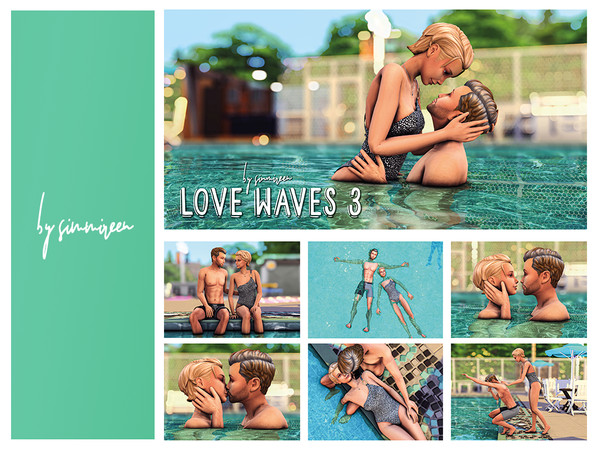 Sims 4 — [simmireen] love waves 3 by simmireen — 'love waves 3' 9 couple poses for in the pool or the pool edge For these