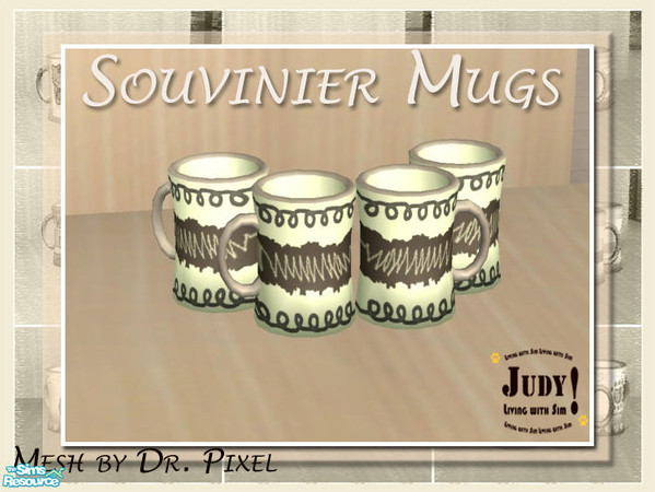 Sims 2 — Judy Souvinier Mugs - CupMixedColor 2 by judyhugsnoopy — Recolor of Dr Pixel Souvenir Mugs. No Expansion packs