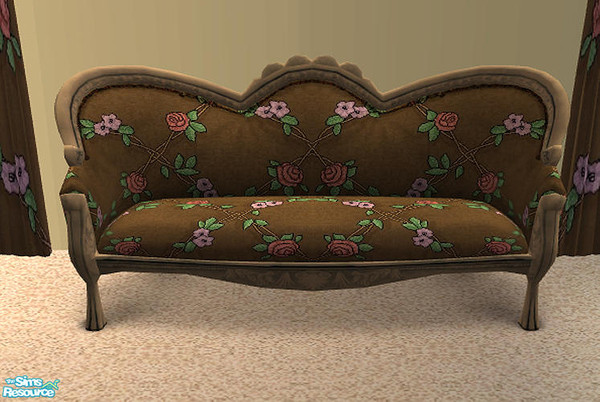 Sims 2 — Rustic Rose Living Room Set - Loveseat by munchkin_brat — Roses and Brown a beautiful combination on this