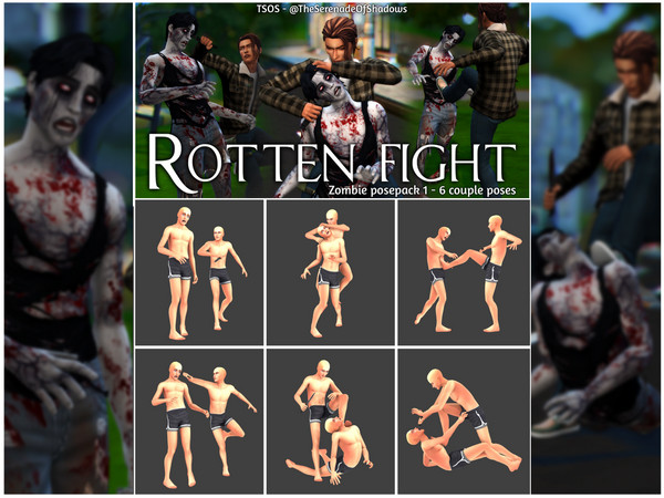 Sims 4 — [TSOS] Rotten Fight - Zombie Poses by TheSerenadeOfShadows — A stray zombie could have crossed their path or