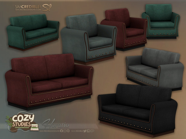 Sims 4 — Horatio Living Chair by SIMcredible! — Bringing to your sims a dark academia themed study area - the Horatio
