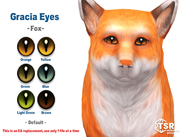 Sims 4 — MSQSIMS - Gracia Eyes - Fox - Green.package by MSQSIMS — These Maxis Match eyes for foxes replace the default EA