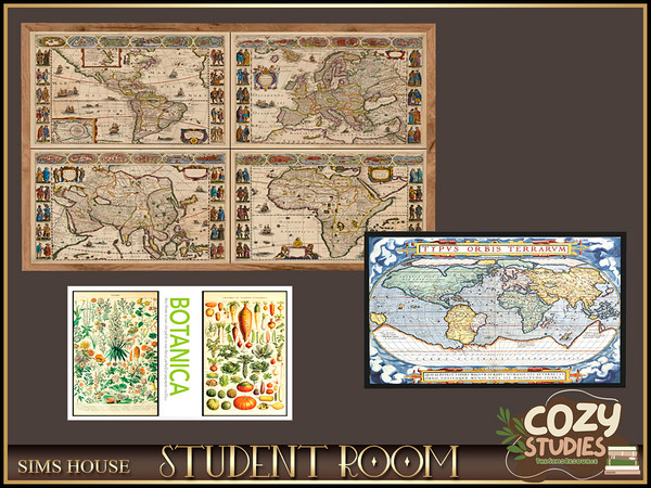Sims 4 — [Sims House] Student posters | STUDENT ROOM by Sims_House — STUDENT ROOM: Sofa cabinet (for medium and high