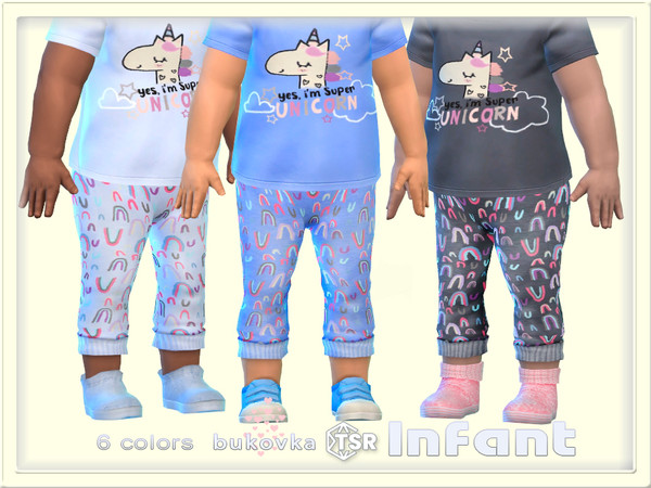 Sims 4 — Unicorn Pants by bukovka — Cute infant pants in 6 color options for both genders: boys and girls. Stand-alone