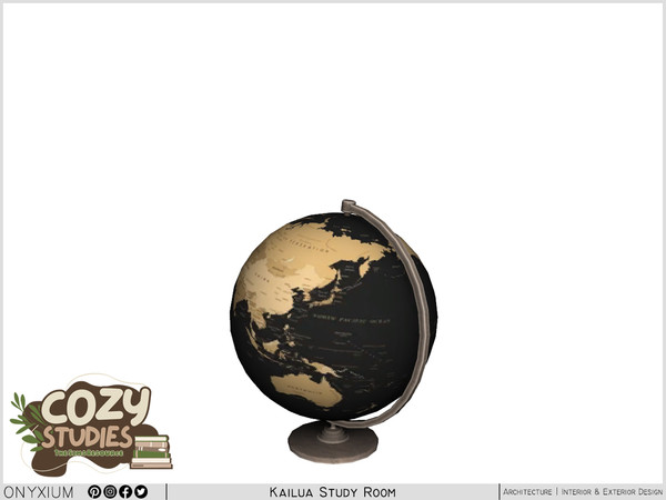 Sims 4 — Kailua Desktop Globe World Political Map by Onyxium — Onyxium@TSR Design Workshop Study Room Collection - Belong
