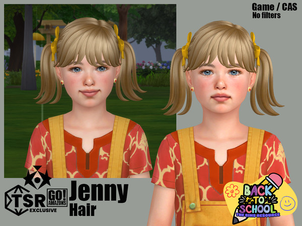 Sims 4 — GOAmazons_JennyHair AccRecolor (Back To School).package by GoAmazons — Child pigtails hairstyle with bangs