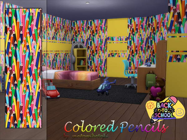 Sims 4 — Colored Pencils.package by matomibotaki — Funny, colorful crayons romp around on these cheerful children's