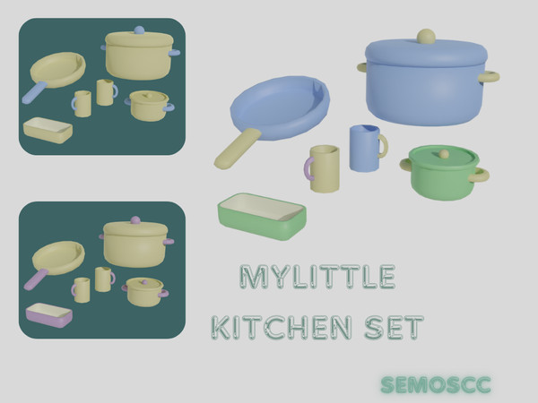 Sims 4 — [SCC] MyLittleKitchen Pan by semoscc — Brighten up your kitchen with this charming pastel kitchen set. Including
