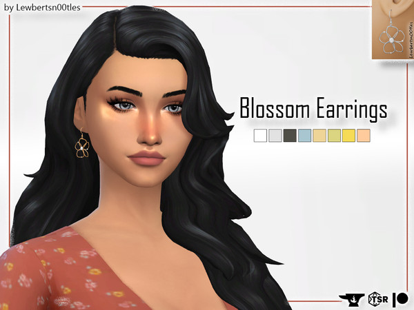 Sims 4 — Blossom Earrings by Lewbertsn00tles — A delicate pair of floral-shaped earrings with diamond accents. 8 swatches
